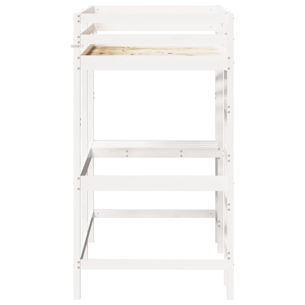 Loft Bed without Mattress White 90x190 cm Single Solid Wood Pine - Bargainia.com - 8721012429840 - 842859