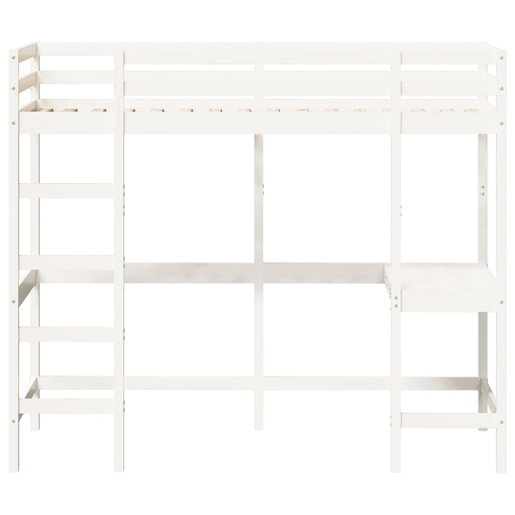 Loft Bed without Mattress White 90x190 cm Single Solid Wood Pine - Bargainia.com - 8721012429840 - 842859