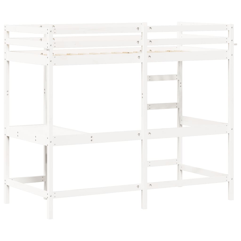 Loft Bed without Mattress White 90x190 cm Single Solid Wood Pine - Bargainia.com - 8721012429840 - 842859