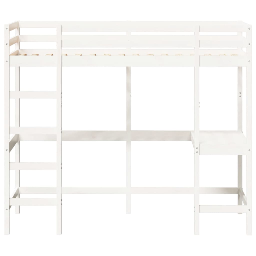 Loft Bed without Mattress White 90x200 cm Solid Wood Pine - Bargainia.com - 8721012429789 - 842851