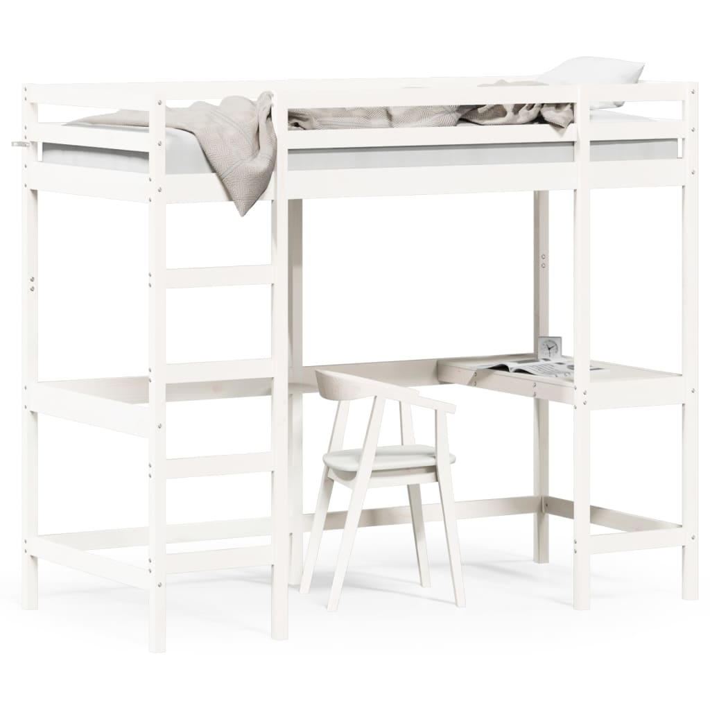 Loft Bed without Mattress White 90x200 cm Solid Wood Pine - Bargainia.com - 8721012429789 - 842851