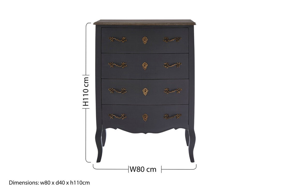 Loire 4 Drawer Dark Grey Chest - Bargainia.com - 5018705424323
