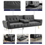 Lora Sofa Bed 3 Seater Faux Leather Click Clack with 2 Cup Holders - Black - Bargainia.com - 