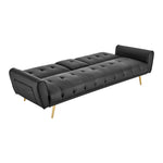 Lora Sofa Bed 3 Seater Faux Leather Click Clack with 2 Cup Holders - Black - Bargainia.com - 