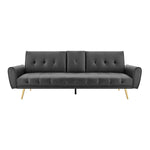 Lora Sofa Bed 3 Seater Faux Leather Click Clack with 2 Cup Holders - Black - Bargainia.com - 