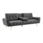Lora Sofa Bed 3 Seater Faux Leather Click Clack with 2 Cup Holders - Black - Bargainia.com - 