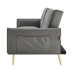 Lora Sofa Bed 3 Seater Faux Leather Click Clack with 2 Cup Holders - Grey - Bargainia.com - 