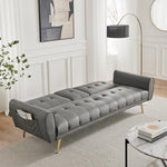 Lora Sofa Bed 3 Seater Faux Leather Click Clack with 2 Cup Holders - Grey - Bargainia.com - 