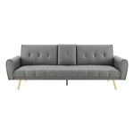 Lora Sofa Bed 3 Seater Faux Leather Click Clack with 2 Cup Holders - Grey - Bargainia.com - 