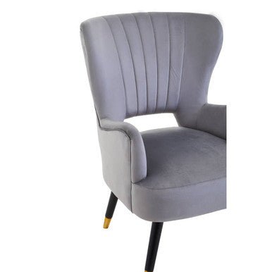 Loretta Grey Velvet Cut Out Back Chair - Bargainia.com - 5018705945163