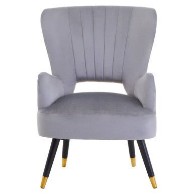 Loretta Grey Velvet Cut Out Back Chair - Bargainia.com - 5018705945163