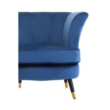 Loretta Midnight Blue Velvet Curved Accent Chair - Bargainia.com - 5018705945231