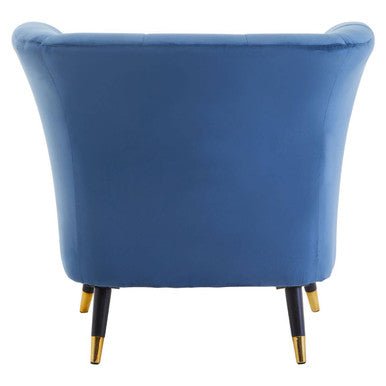 Loretta Midnight Blue Velvet Curved Accent Chair - Bargainia.com - 5018705945231