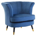 Loretta Midnight Blue Velvet Curved Accent Chair - Bargainia.com - 5018705945231