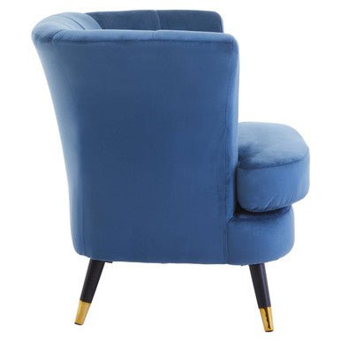 Loretta Midnight Blue Velvet Curved Accent Chair - Bargainia.com - 5018705945231