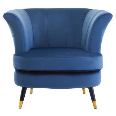 Loretta Midnight Blue Velvet Curved Accent Chair - Bargainia.com - 5018705945231