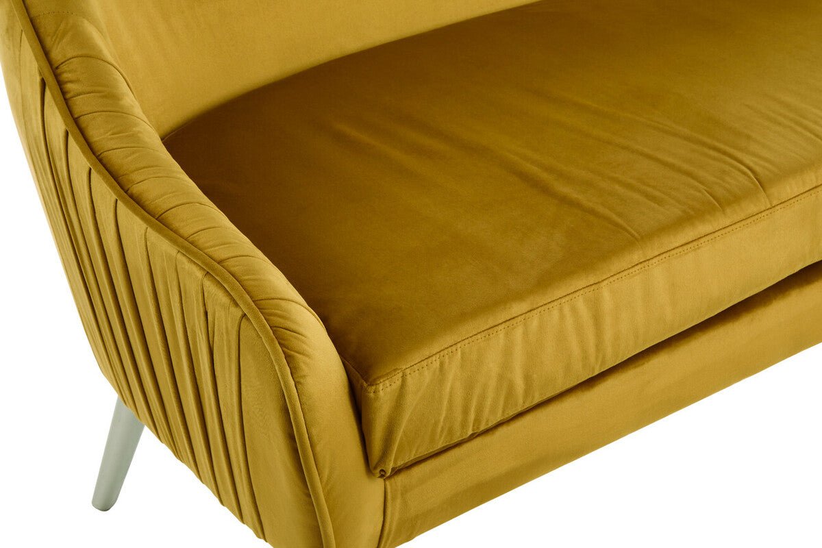 Louxor Mustard Velvet Sofa - Bargainia.com - 