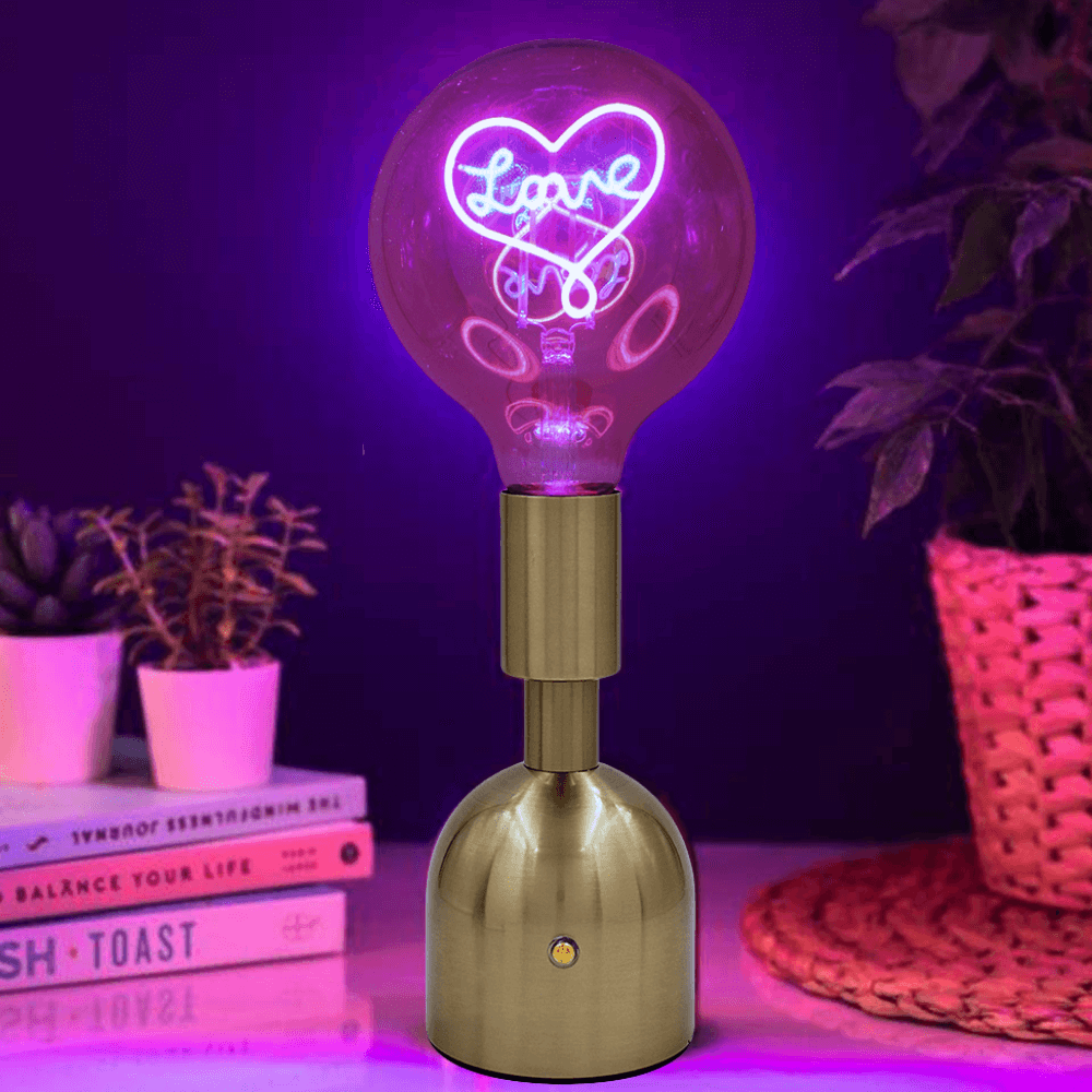 Love LED Neon Text Brass Accent Decorative Lamp Clearance