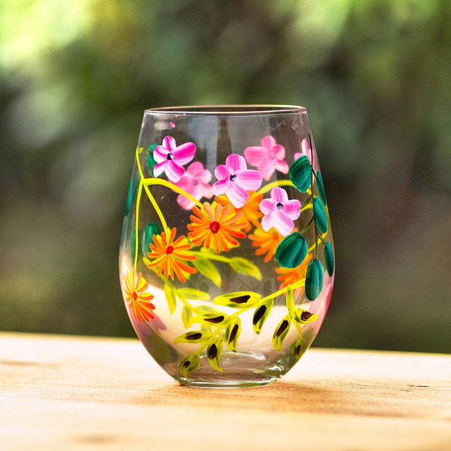 Lynsey Johnstone Hand Painted Butterfly Garden Stemless Glass-5010792729145-Bargainia.com