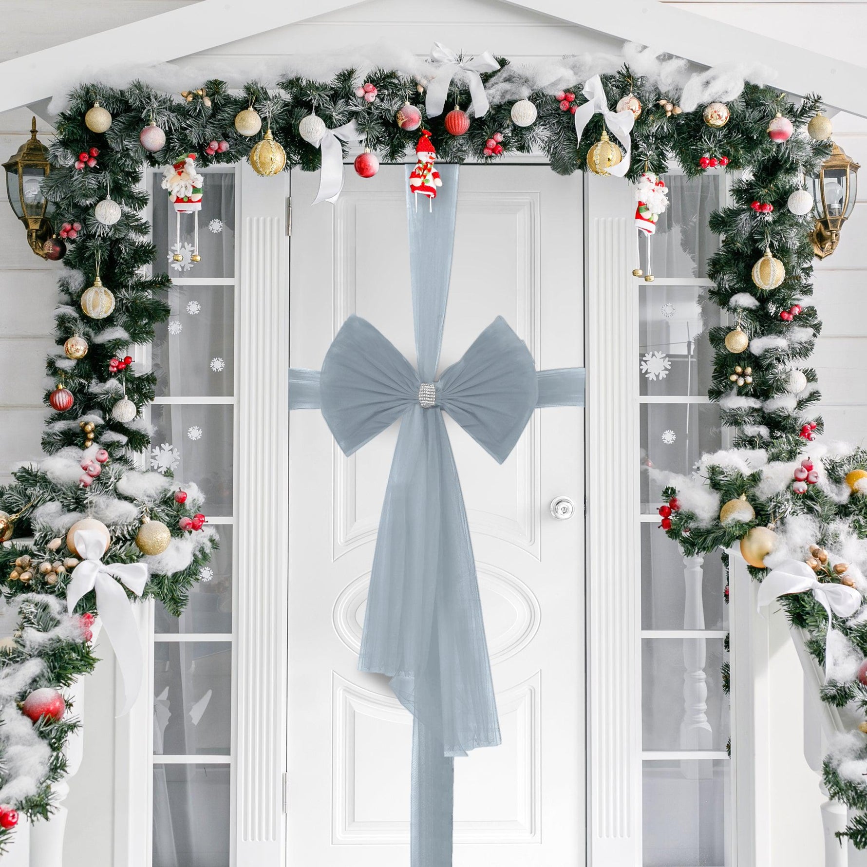 Luxury DIY Door Bow With Diamante Wrap - Silver - Bargainia.com - 