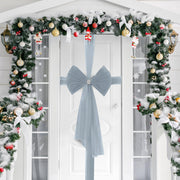 Luxury DIY Door Bow With Diamante Wrap - Silver Holiday Decorations Clearance