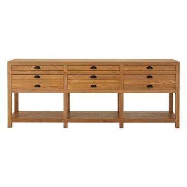 Lyon Washed Grey Oak Wood Console Table with Drawers - Bargainia.com - 5018705360676