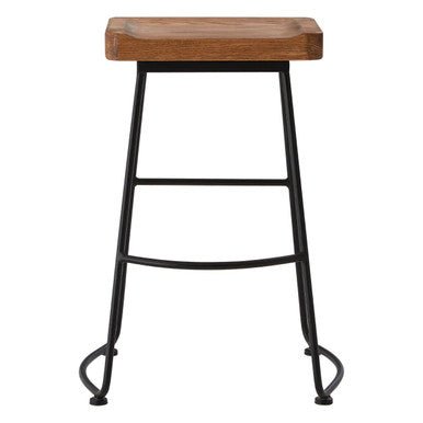 Lyon Weathered Oak Wood and Metal Bar Stool - Bargainia.com - 5018705360690