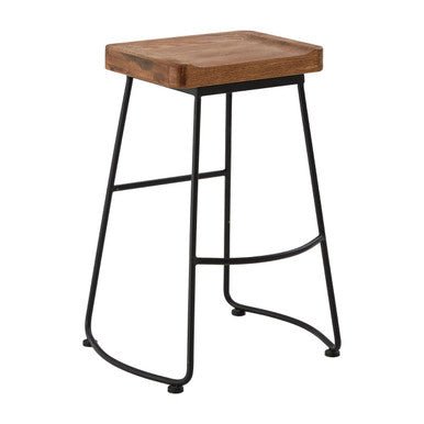 Lyon Weathered Oak Wood and Metal Bar Stool - Bargainia.com - 5018705360690