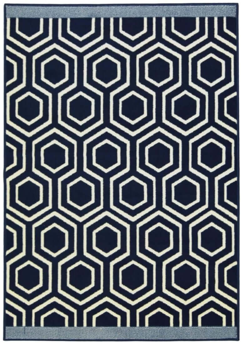 Maestro Honeycomb Navy Rug | 3035 X011 - Bargainia.com - 5053095215540 - 46-3035X011080/150