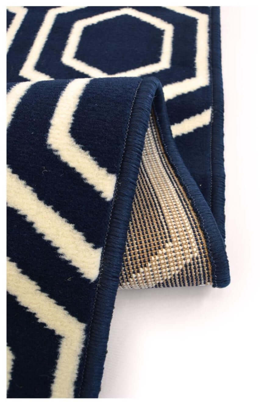 Maestro Honeycomb Navy Rug | 3035 X011 - Bargainia.com - 5053095215540 - 46-3035X011080/150