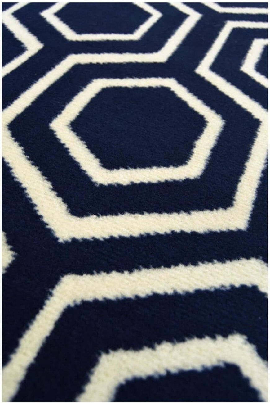 Maestro Honeycomb Navy Rug | 3035 X011 - Bargainia.com - 5053095215540 - 46-3035X011080/150