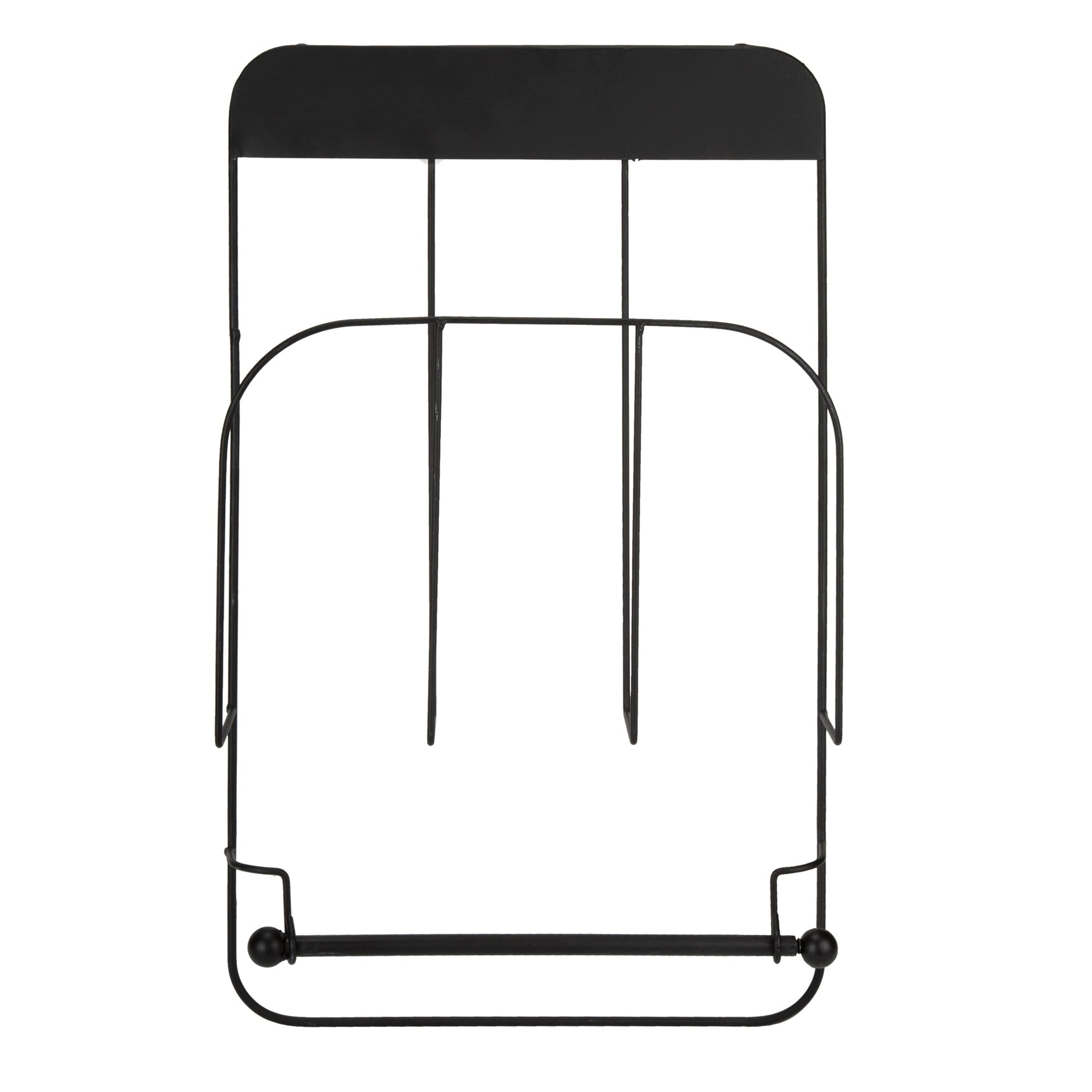 Magazine Rack With Roll Holder - Black Cabinets & Storage Clearance