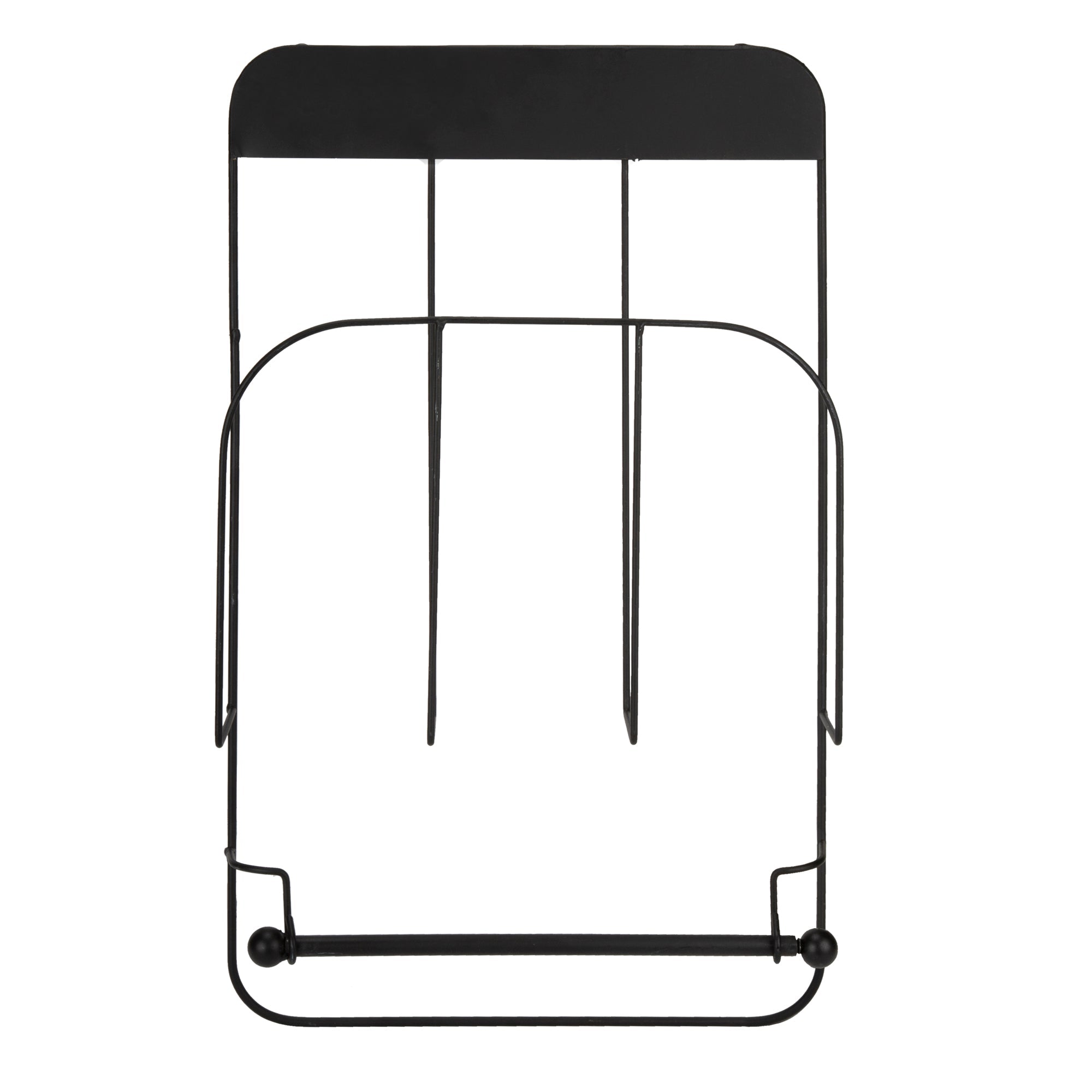 Magazine Rack With Roll Holder - Black Cabinets & Storage Clearance