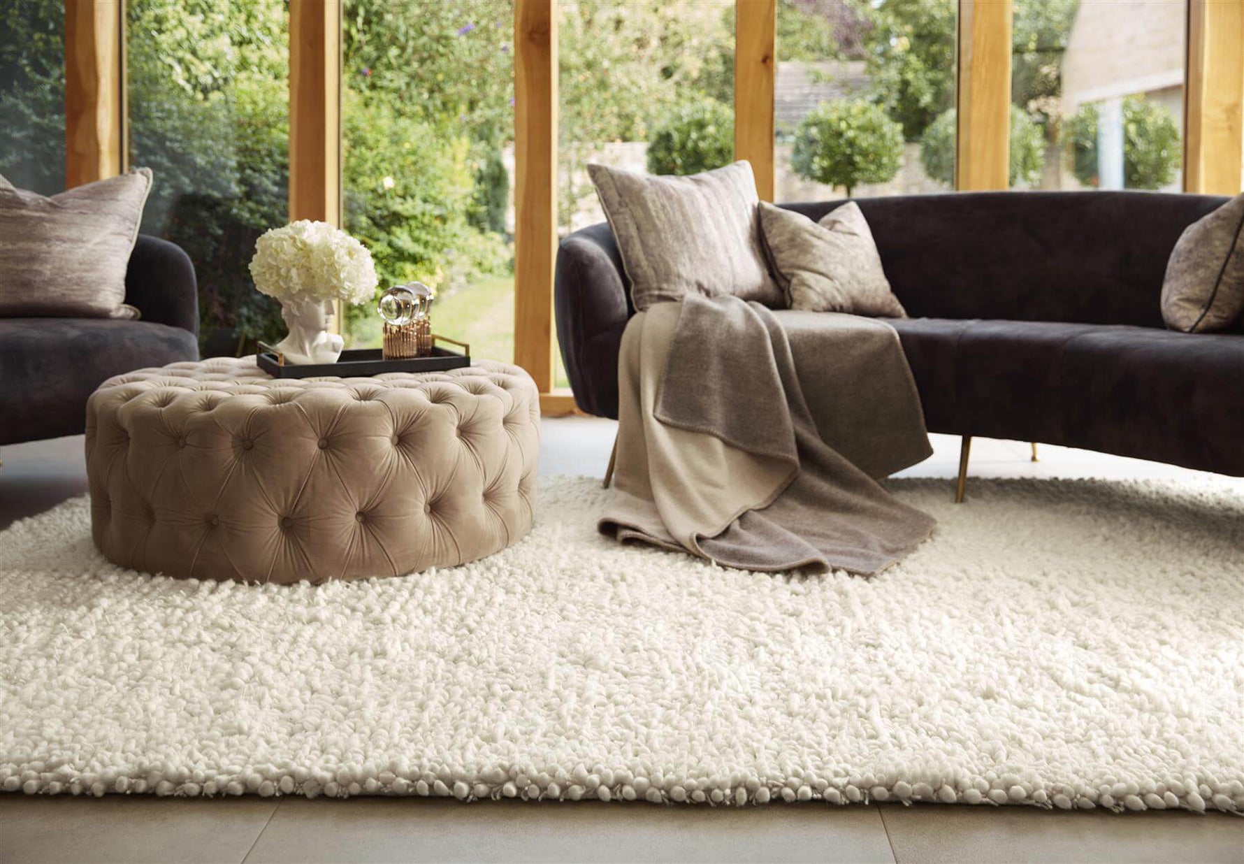 Maine Ivory Shaggy Pile Wool Rug - Bargainia.com - 