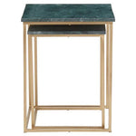Mandoli Nest Of 2 Green Marble Side Tables - Bargainia.com - 5018705972916