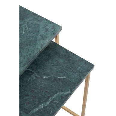 Mandoli Nest Of 2 Green Marble Side Tables - Bargainia.com - 5018705972916