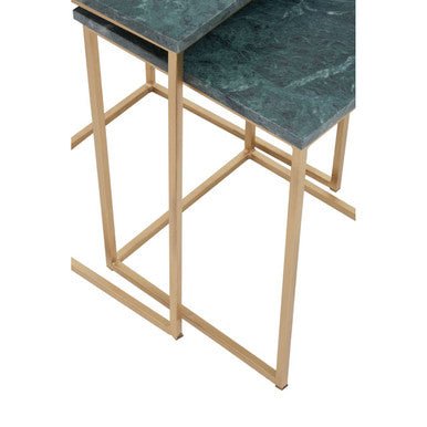 Mandoli Nest Of 2 Green Marble Side Tables - Bargainia.com - 5018705972916
