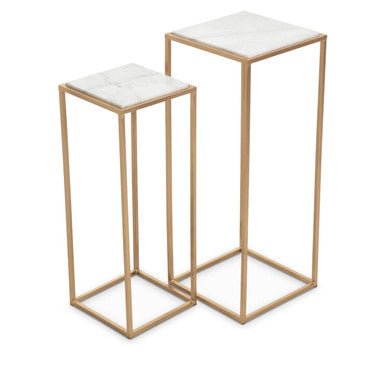 Mandoli Nest Of 2 White Marble Top Square Side Tables - Bargainia.com - 5018705973029