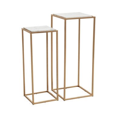 Mandoli Nest Of 2 White Marble Top Square Side Tables - Bargainia.com - 5018705973029