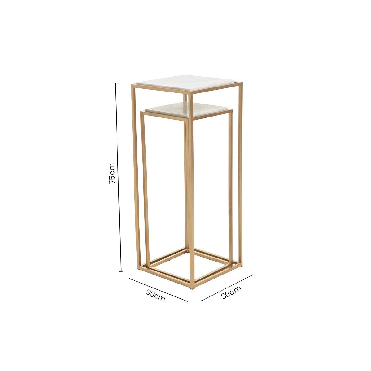 Mandoli Nest Of 2 White Marble Top Square Side Tables - Bargainia.com - 5018705973029