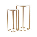 Mandoli Nest Of 2 White Marble Top Square Side Tables - Bargainia.com - 5018705973029