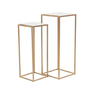 Mandoli Nest Of 2 White Marble Top Square Side Tables - Bargainia.com - 5018705973029