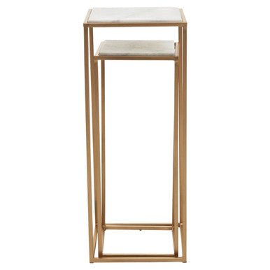 Mandoli Nest Of 2 White Marble Top Square Side Tables - Bargainia.com - 5018705973029
