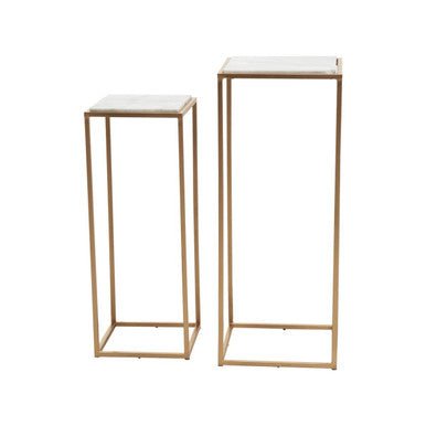 Mandoli Nest Of 2 White Marble Top Square Side Tables - Bargainia.com - 5018705973029