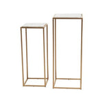 Mandoli Nest Of 2 White Marble Top Square Side Tables - Bargainia.com - 5018705973029