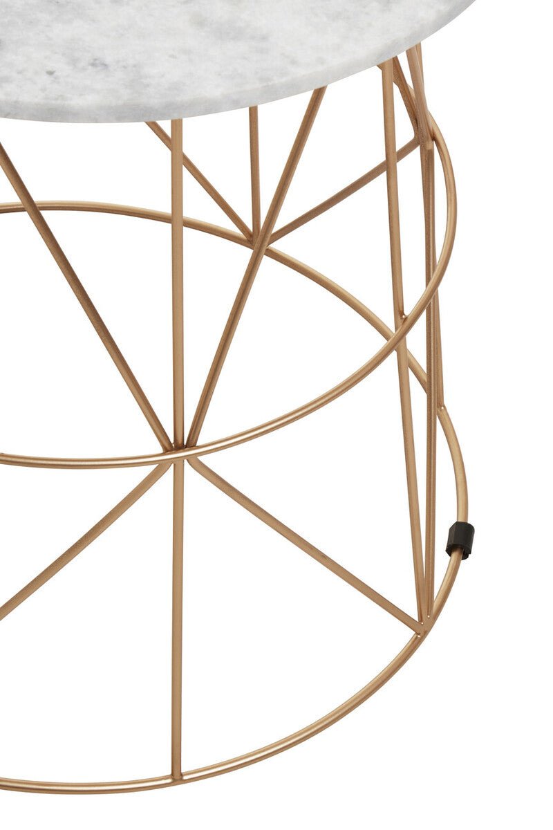 Mandoli White Marble Round Side Table - Bargainia.com - 5018705973074