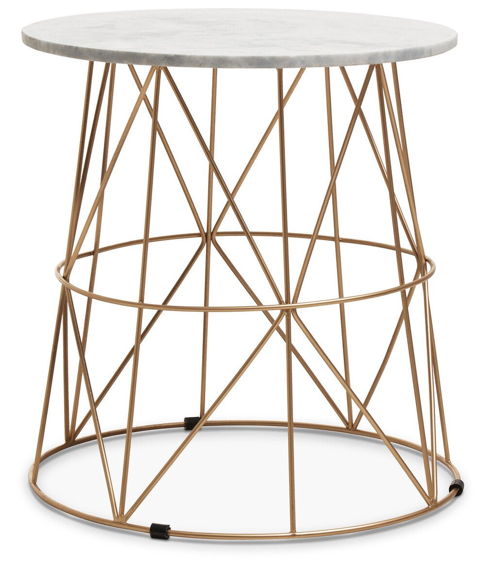 Mandoli White Marble Round Side Table - Bargainia.com - 5018705973074