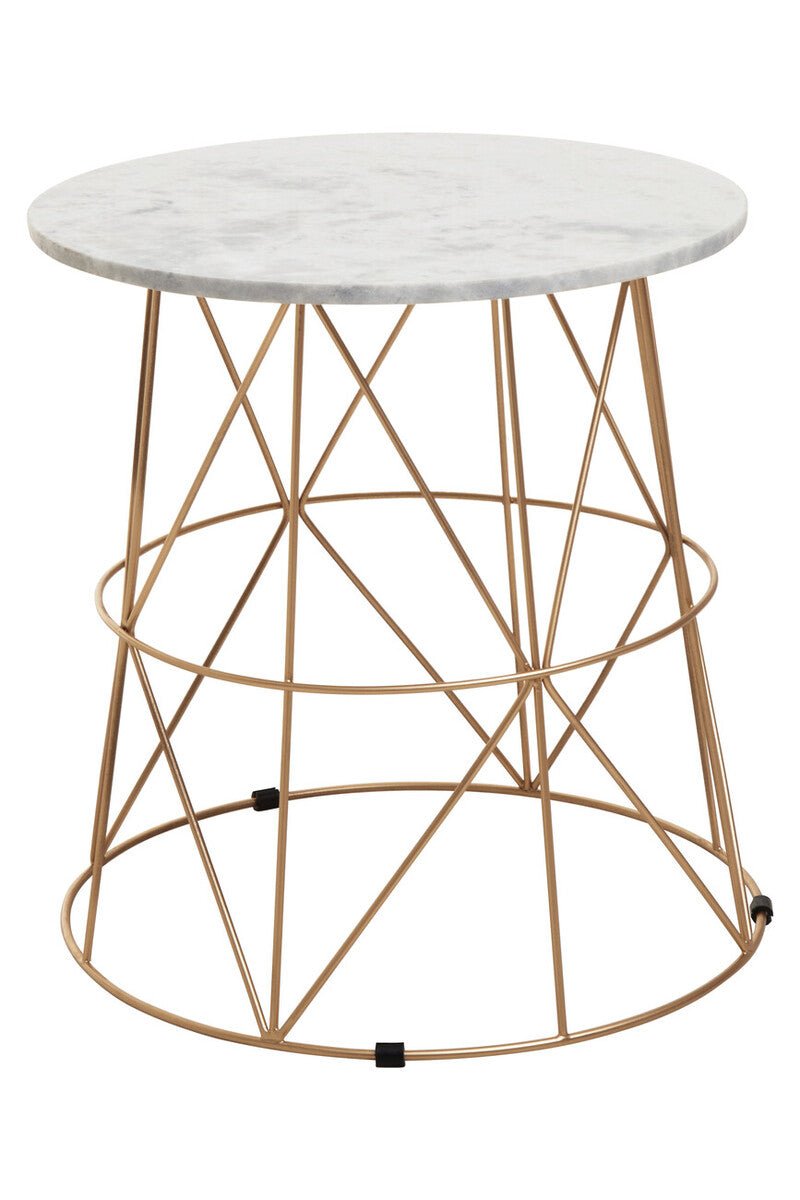 Mandoli White Marble Round Side Table - Bargainia.com - 5018705973074