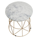 Mandoli White Marble Round Side Table - Bargainia.com - 5018705973074