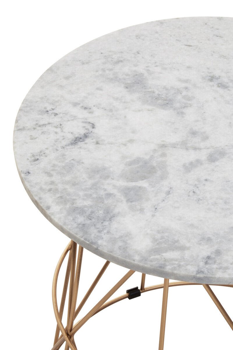 Mandoli White Marble Round Side Table - Bargainia.com - 5018705973074
